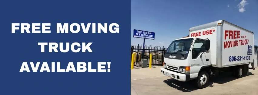 Moving truck with FREE MOVING TRUCK AVAILABLE text